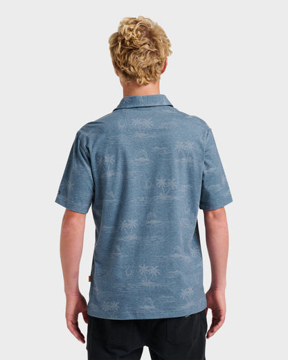 Waterman Island Daze Polo T-Shirt - Real Teal Heather Quick Silver Real Teal Heather