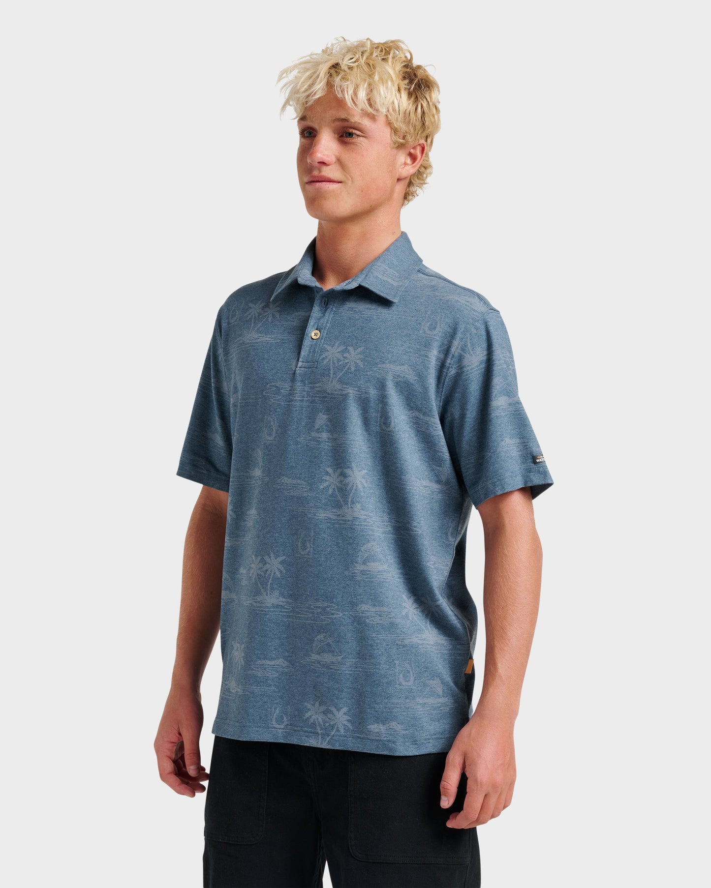 Waterman Island Daze Polo T-Shirt - Real Teal Heather Quick Silver Real Teal Heather