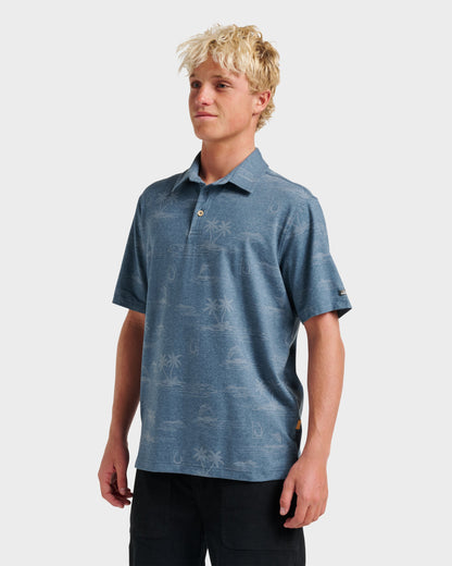 Waterman Island Daze Polo T-Shirt - Real Teal Heather Quick Silver Real Teal Heather