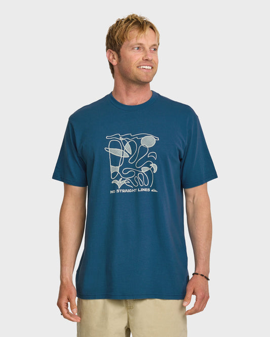 No Straight Lines Stw T-Shirt - Blue Steel Quick Silver Blue Steel