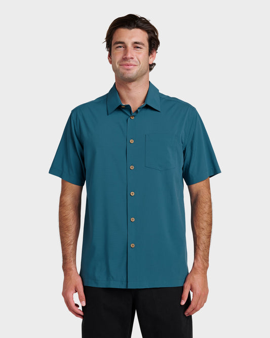 Chaser Short Sleeve Woven Shirt - Real Teal Quick Silver Real Teal