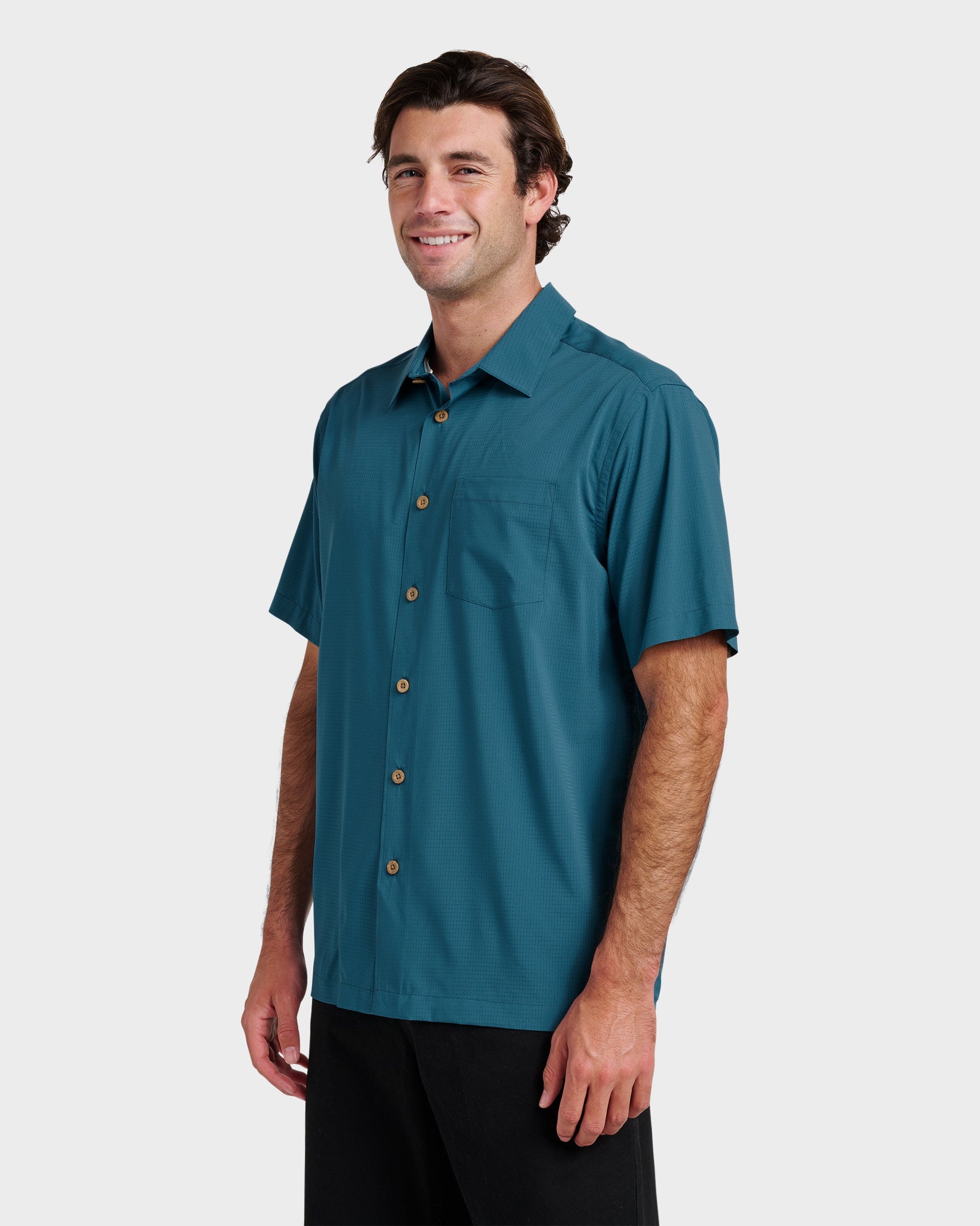 Chaser Short Sleeve Woven Shirt - Real Teal Quick Silver Real Teal
