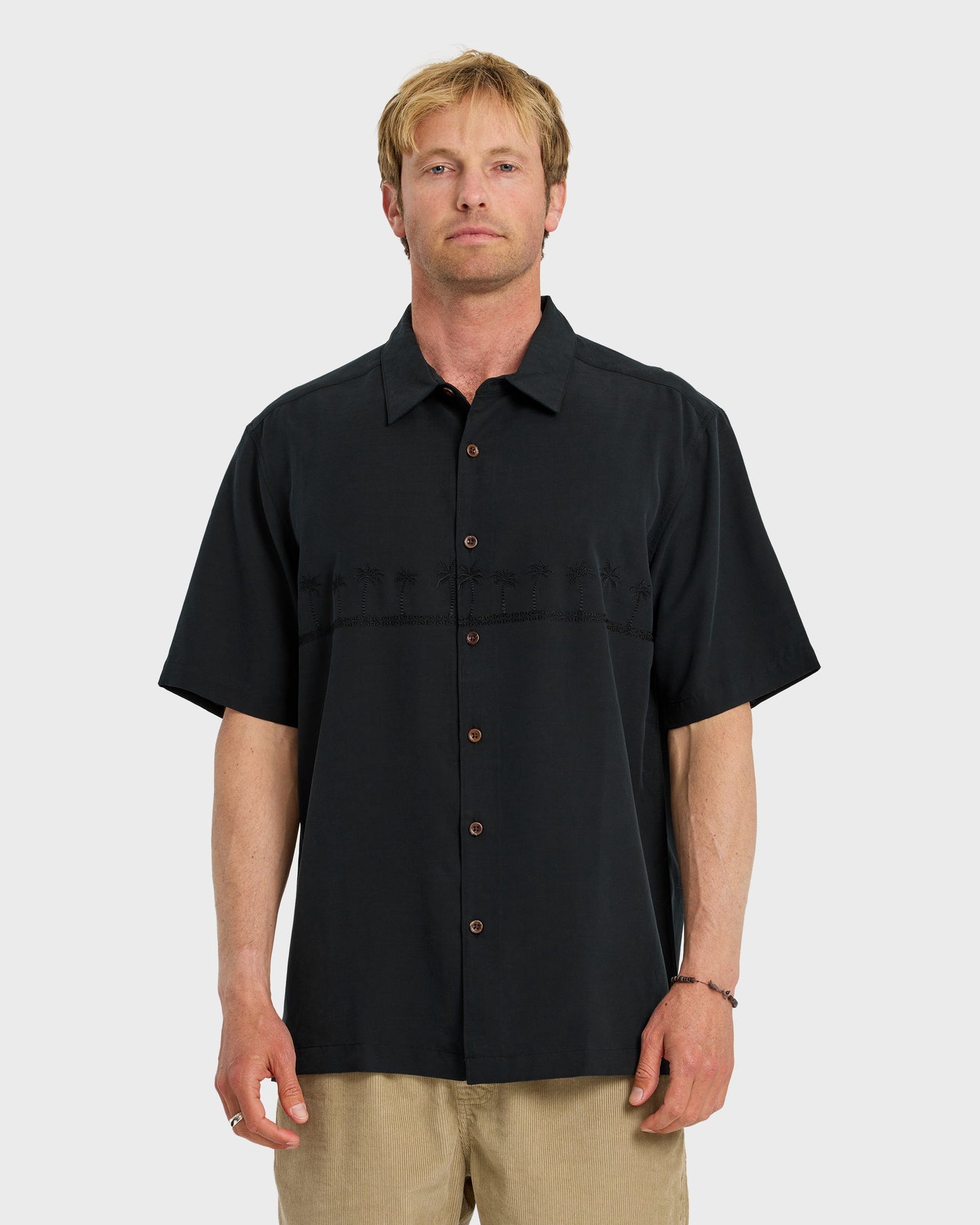 Waterman Tahiti Palms Premium Anti-Wrinkle Shirt - Black Quick Silver Black