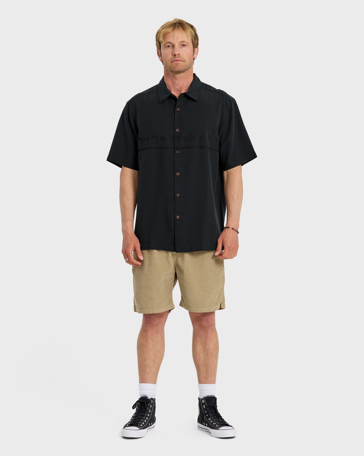 Waterman Tahiti Palms Premium Anti-Wrinkle Shirt - Black Quick Silver Black
