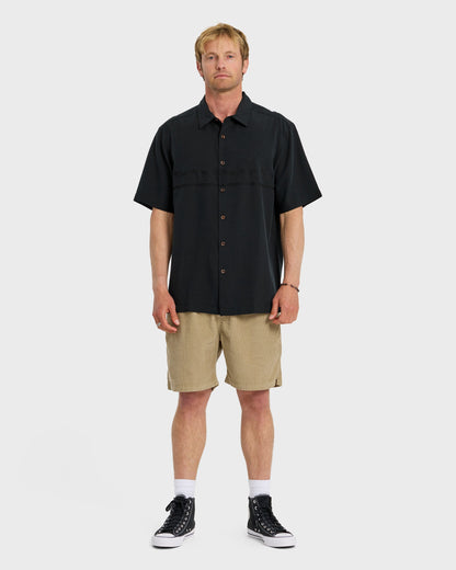 Waterman Tahiti Palms Premium Anti-Wrinkle Shirt - Black Quick Silver Black