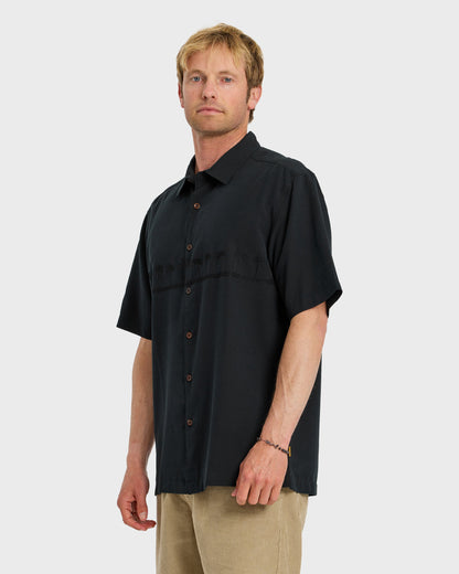 Waterman Tahiti Palms Premium Anti-Wrinkle Shirt - Black Quick Silver Black