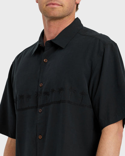 Waterman Tahiti Palms Premium Anti-Wrinkle Shirt - Black Quick Silver Black