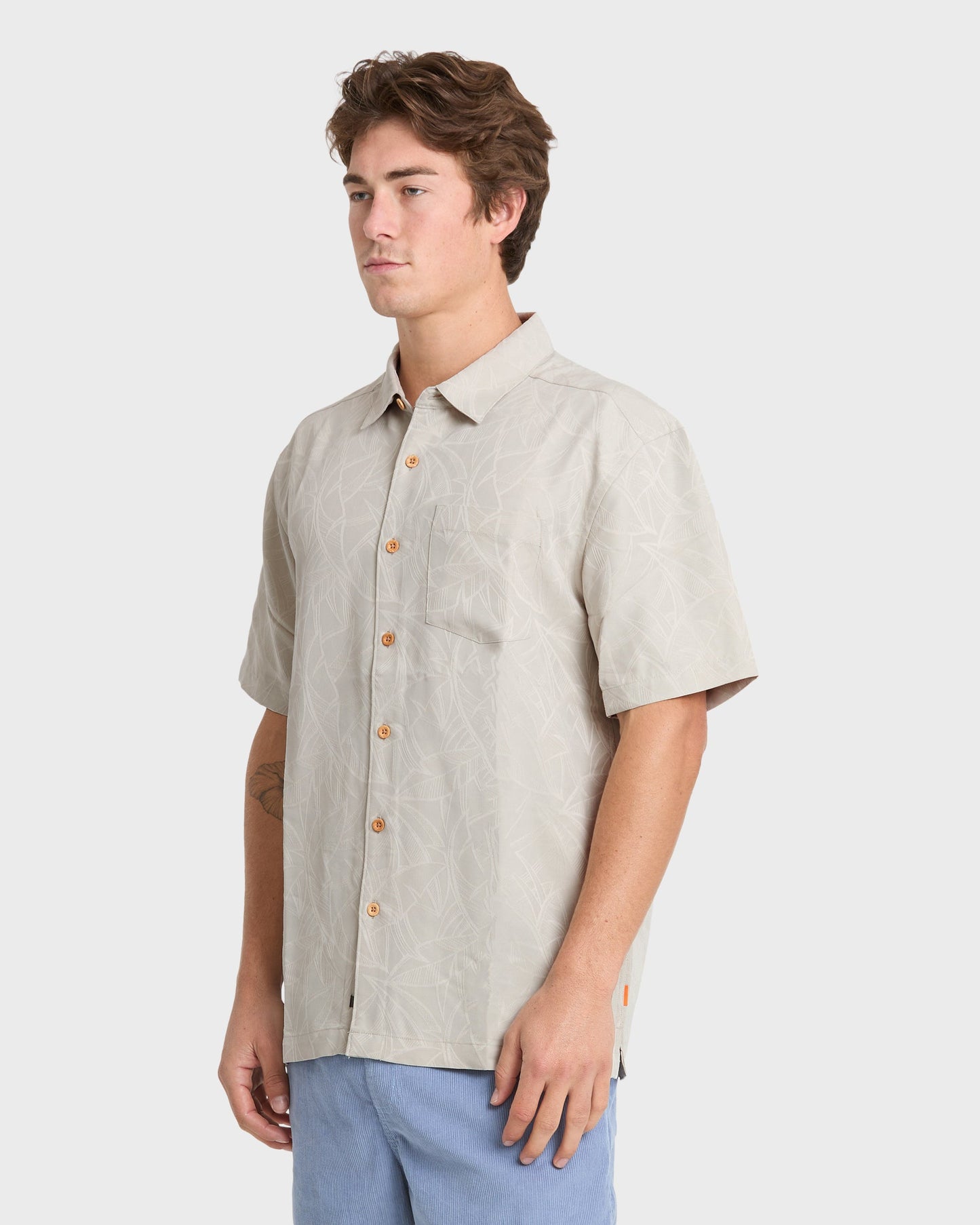 Waterman Island Jungle Shirt - Pelican Quick Silver Pelican