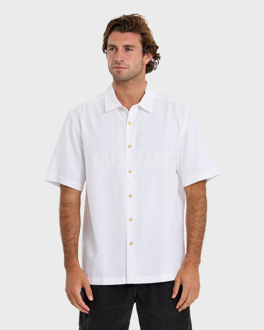 Waterman Tahiti Palms Premium Anti-Wrinkle Shirt - White Quick Silver White