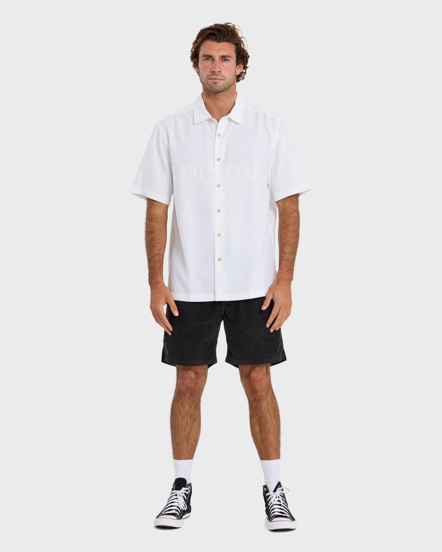 Waterman Tahiti Palms Premium Anti-Wrinkle Shirt - White Quick Silver White