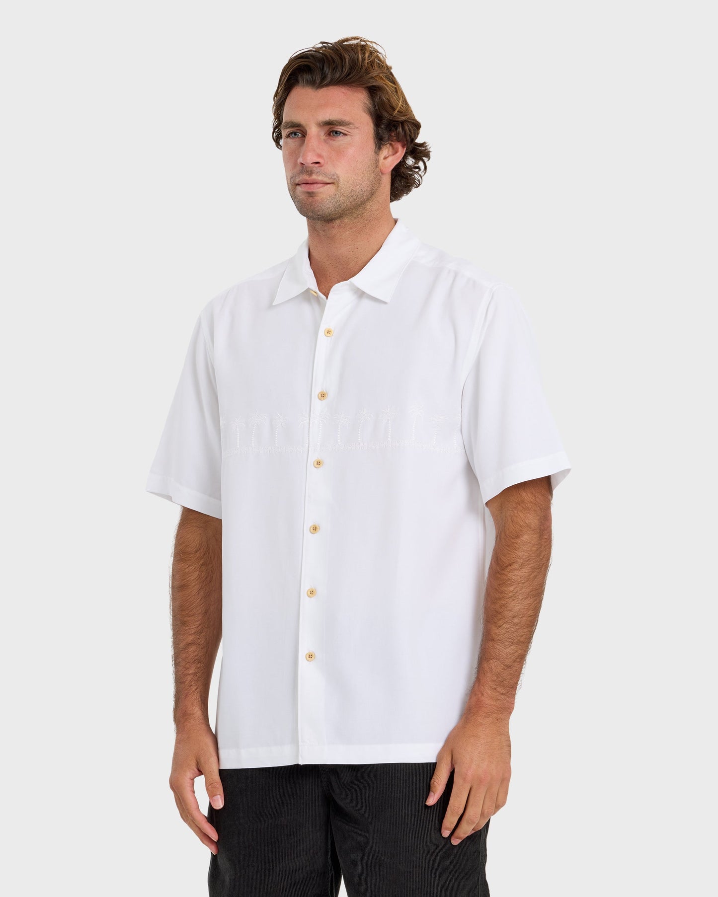 Waterman Tahiti Palms Premium Anti-Wrinkle Shirt - White Quick Silver White