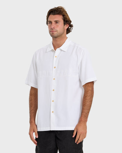 Waterman Tahiti Palms Premium Anti-Wrinkle Shirt - White Quick Silver White