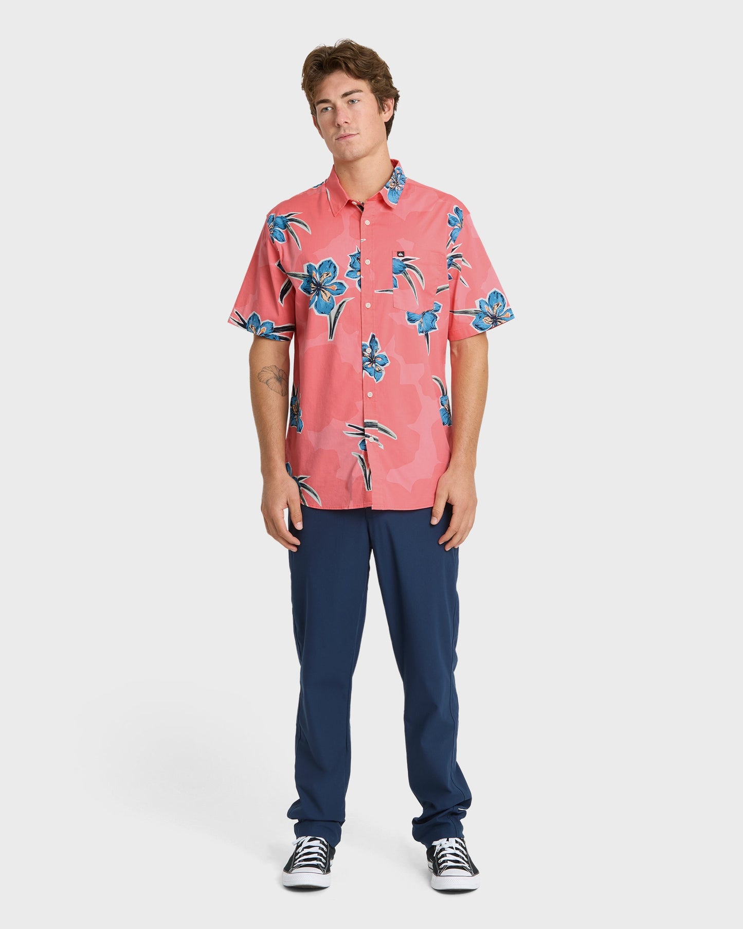 Apero Organic Classics Short Sleeve Shirt - Strawberry Print Quick Silver Strawberry Print