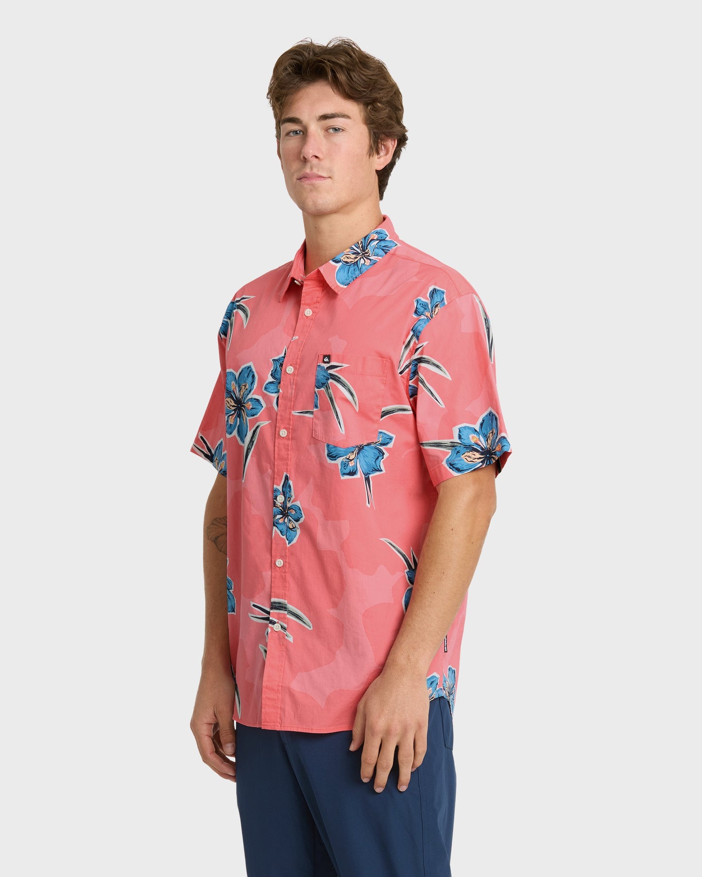 Apero Organic Classics Short Sleeve Shirt - Strawberry Print Quick Silver Strawberry Print
