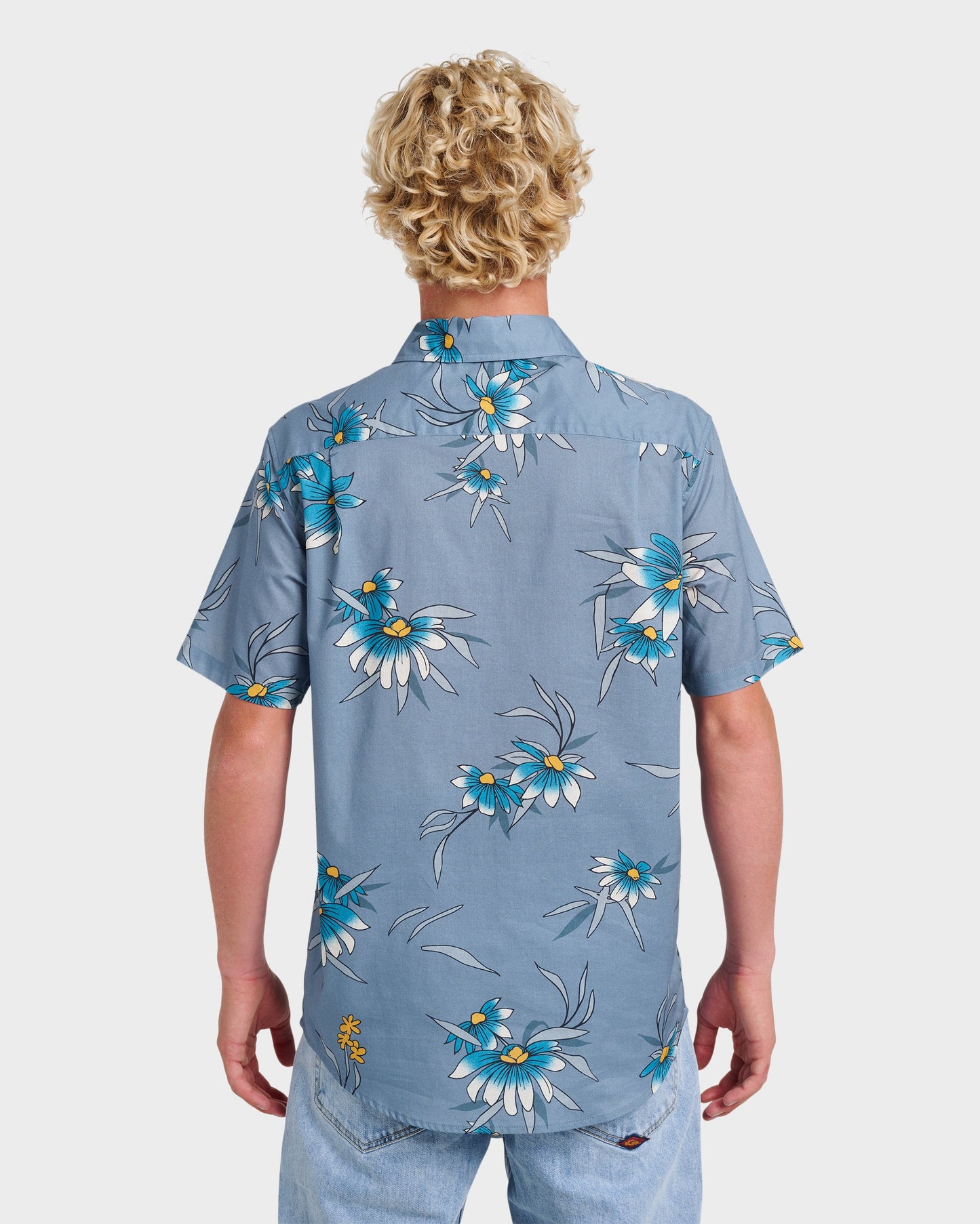 Costal Flora Classic Short Sleeve Shirt - Coronet Blue Quick Silver Coronet Blue