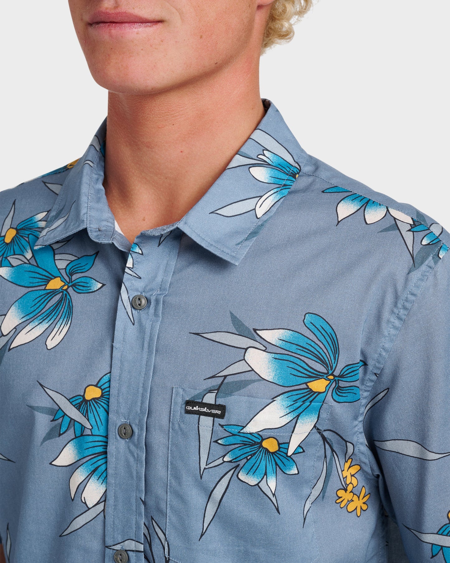 Costal Flora Classic Short Sleeve Shirt - Coronet Blue Quick Silver Coronet Blue