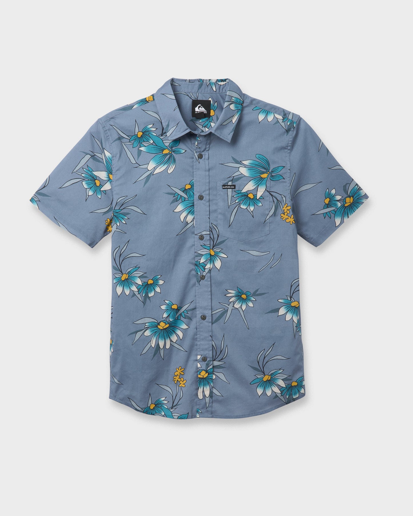 Costal Flora Classic Short Sleeve Shirt - Coronet Blue Quick Silver Coronet Blue