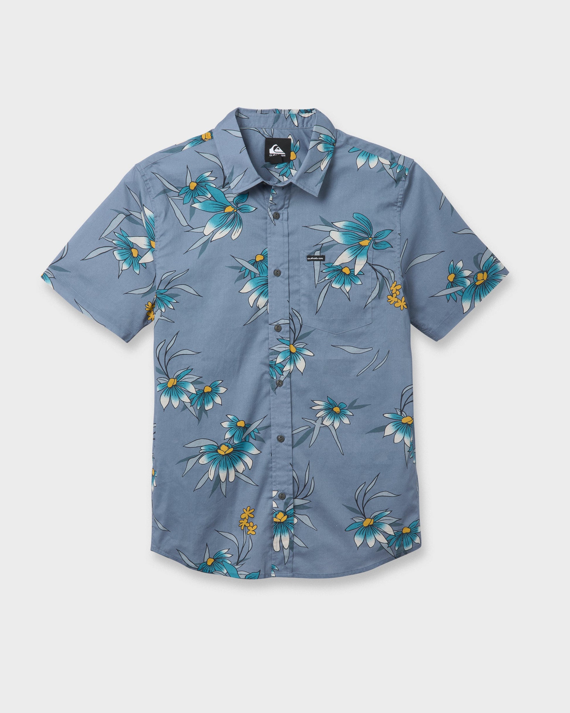 Costal Flora Classic Short Sleeve Shirt - Coronet Blue Quick Silver Coronet Blue