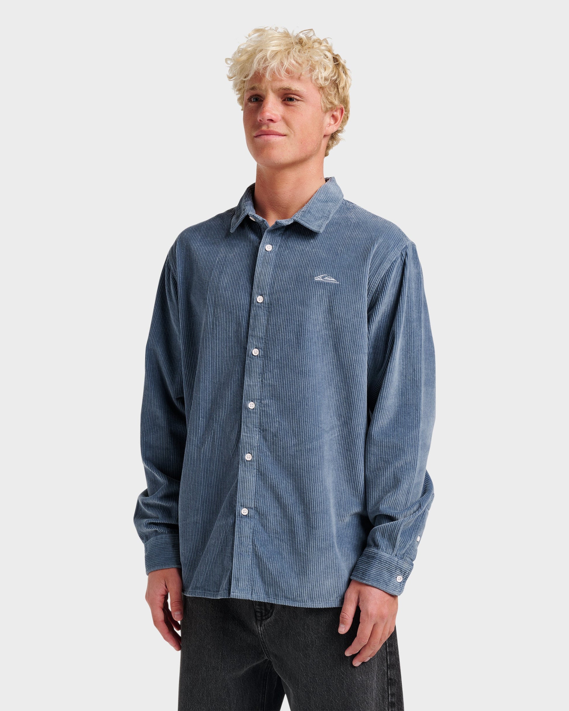 Cord Long Sleeve Shirt - China Blue Quick Silver China Blue