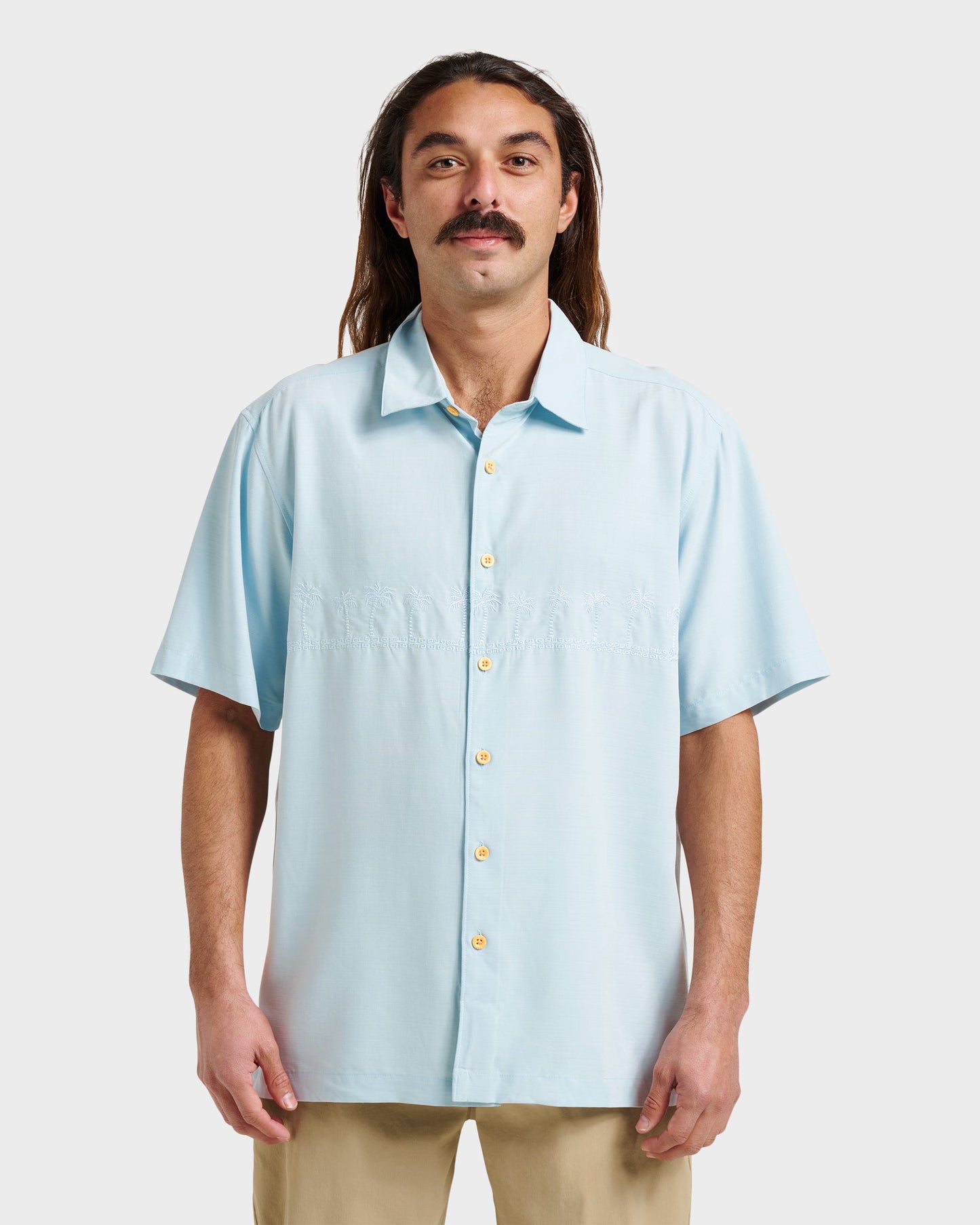Waterman Tahiti Palms Premium Anti-Wrinkle Shirt - Sterling Blue Quick Silver Sterling Blue
