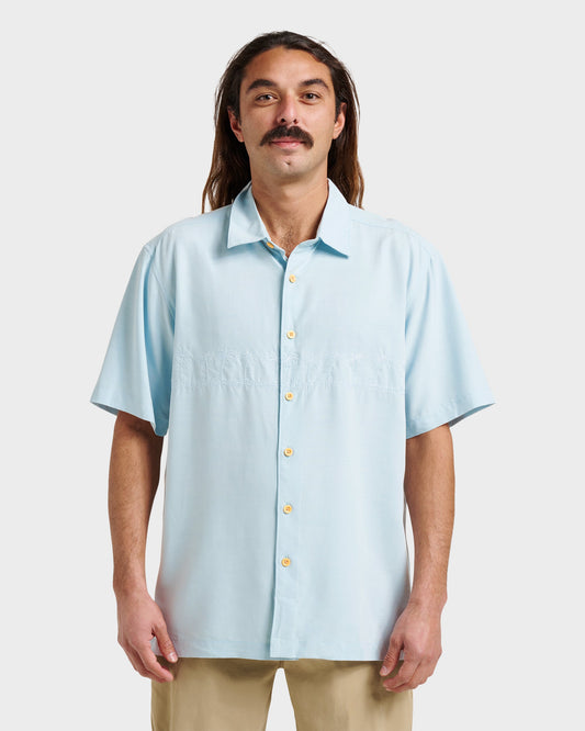 Waterman Tahiti Palms Premium Anti-Wrinkle Shirt - Sterling Blue Quick Silver Sterling Blue
