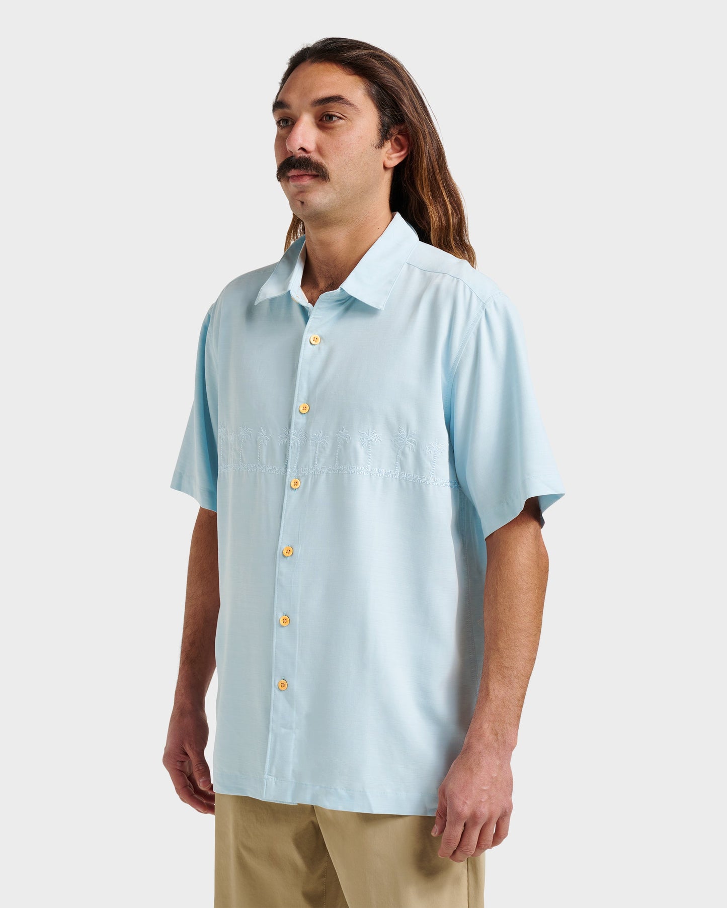 Waterman Tahiti Palms Premium Anti-Wrinkle Shirt - Sterling Blue Quick Silver Sterling Blue