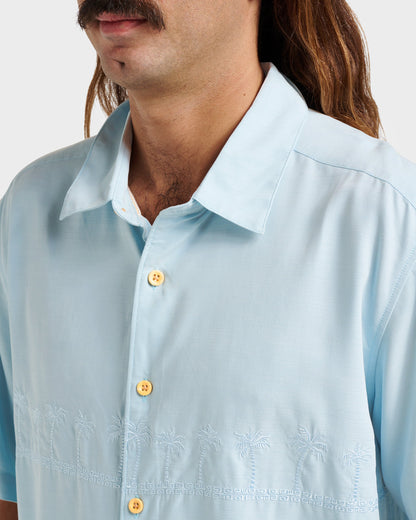 Waterman Tahiti Palms Premium Anti-Wrinkle Shirt - Sterling Blue Quick Silver Sterling Blue
