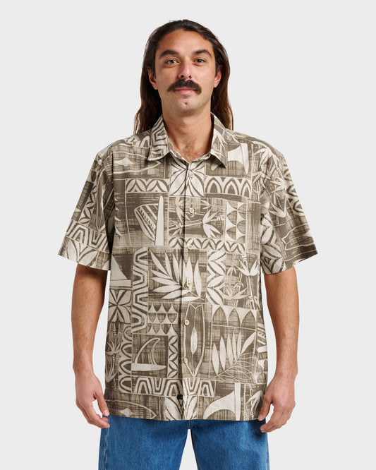 Waterman Talk Story Short Sleeve Shirt - Moonbeam Quick Silver Moonbeam