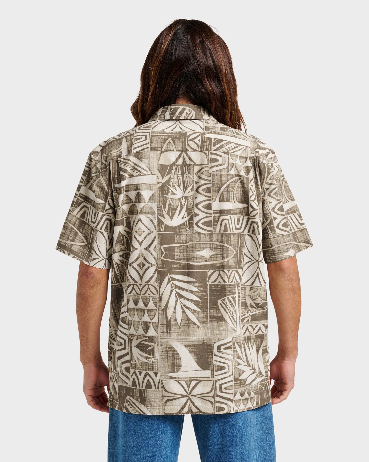 Waterman Talk Story Short Sleeve Shirt - Moonbeam Quick Silver Moonbeam