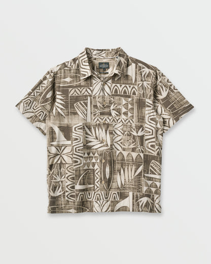 Waterman Talk Story Short Sleeve Shirt - Moonbeam Quick Silver Moonbeam