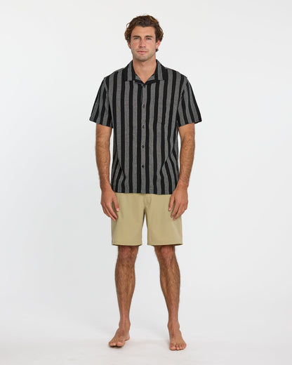 Nightfall Island Short Sleeve Shirt - Black Quick Silver Black