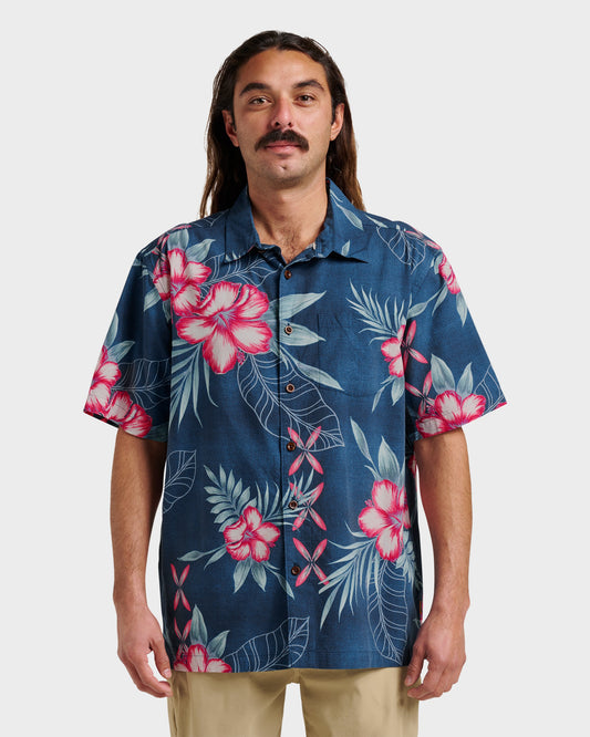 Waterman Playita Floral Shirt - Sargasso Sea Quick Silver Sargasso Sea