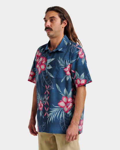 Waterman Playita Floral Shirt - Sargasso Sea Quick Silver Sargasso Sea