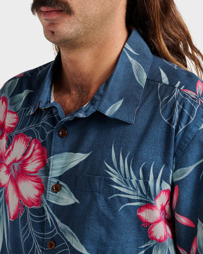 Waterman Playita Floral Shirt - Sargasso Sea Quick Silver Sargasso Sea