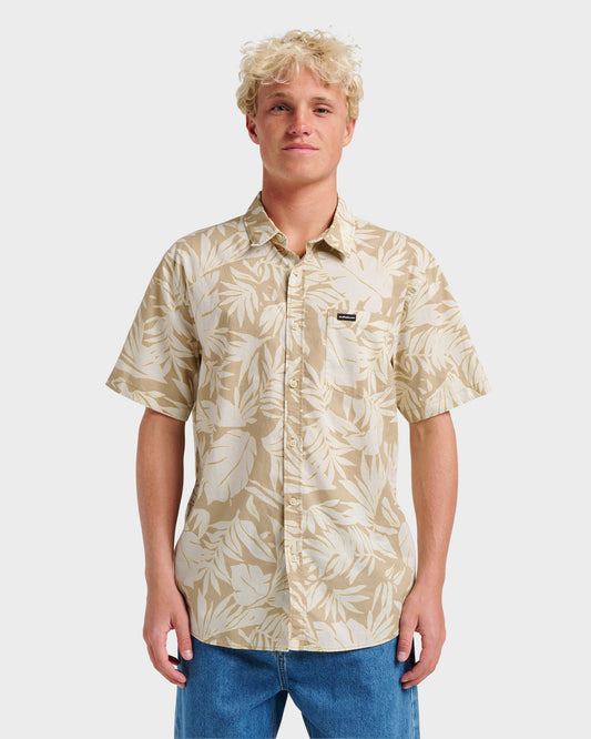 Palm Trip Classic Short Sleeve Shirt - Twill Quick Silver Twill