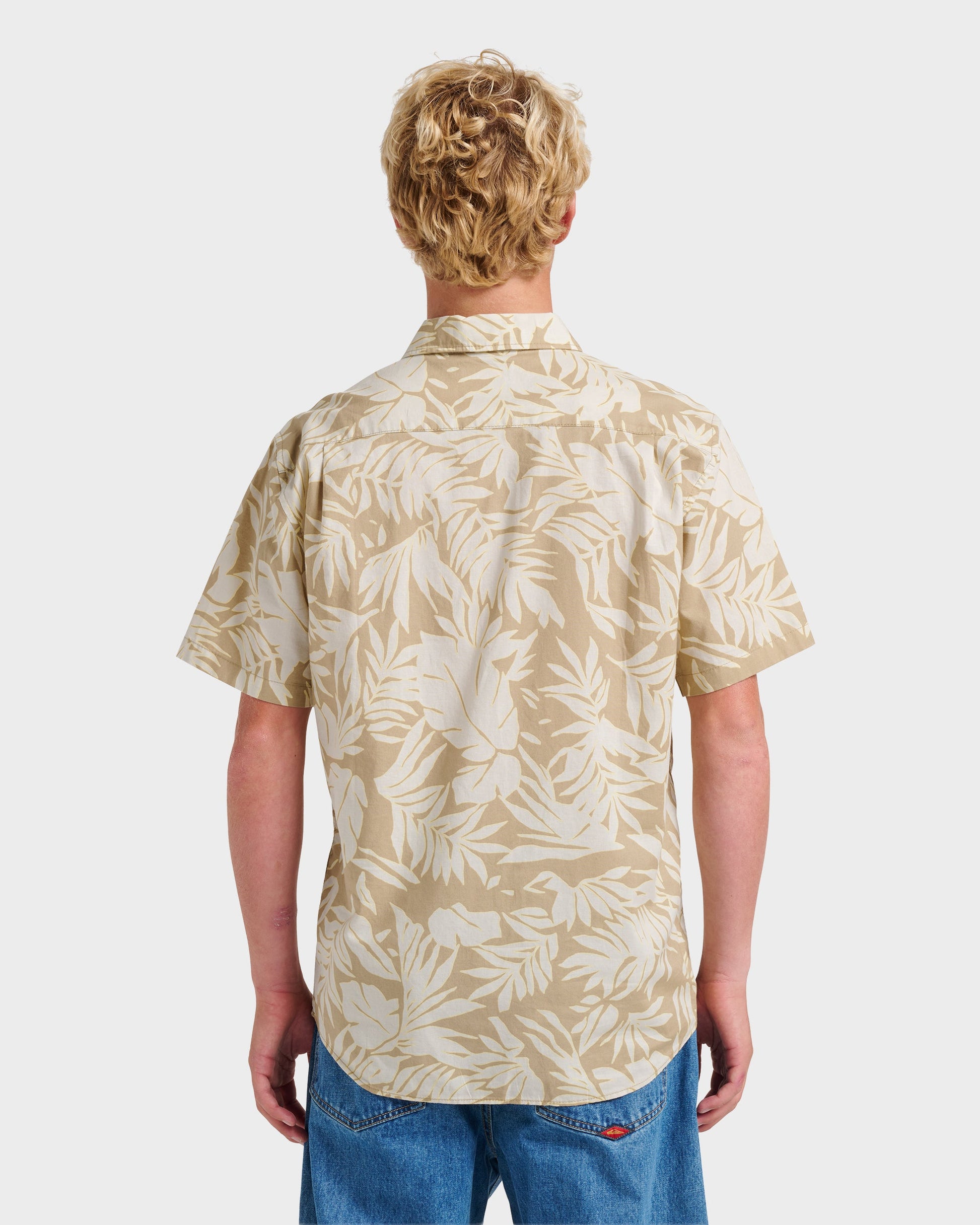 Palm Trip Classic Short Sleeve Shirt - Twill Quick Silver Twill