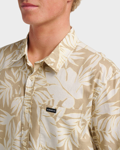 Palm Trip Classic Short Sleeve Shirt - Twill Quick Silver Twill