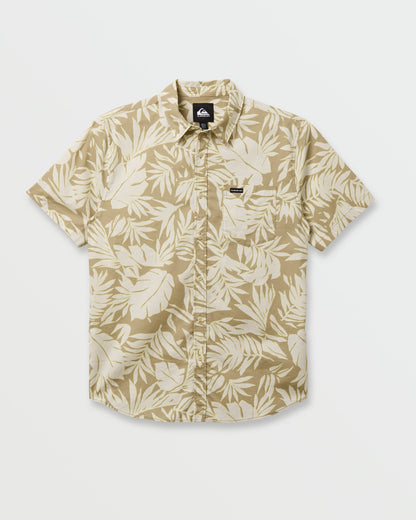 Palm Trip Classic Short Sleeve Shirt - Twill Quick Silver Twill