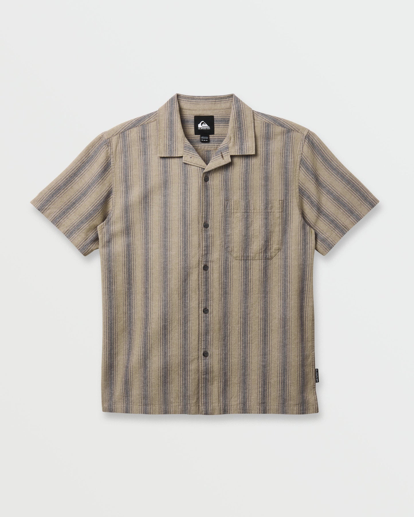 Oxford Stripe Casual Short Sleeve Shirt - Fallen Rock Quick Silver Fallen Rock