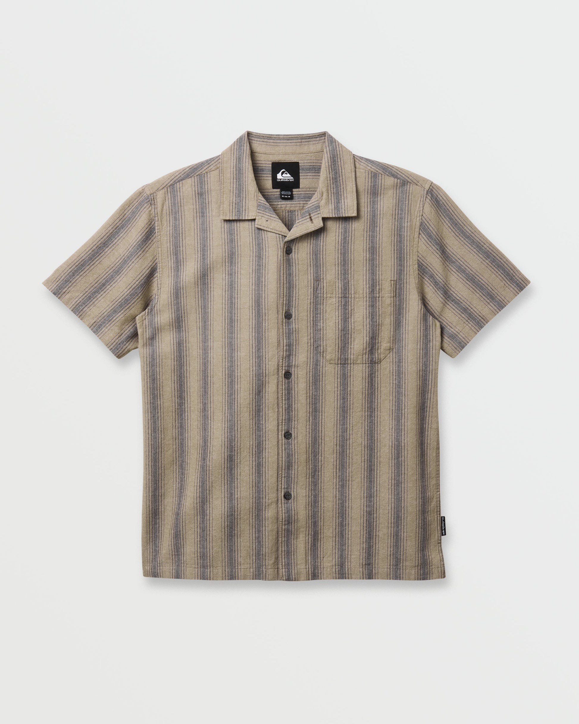 Oxford Stripe Casual Short Sleeve Shirt - Fallen Rock Quick Silver Fallen Rock