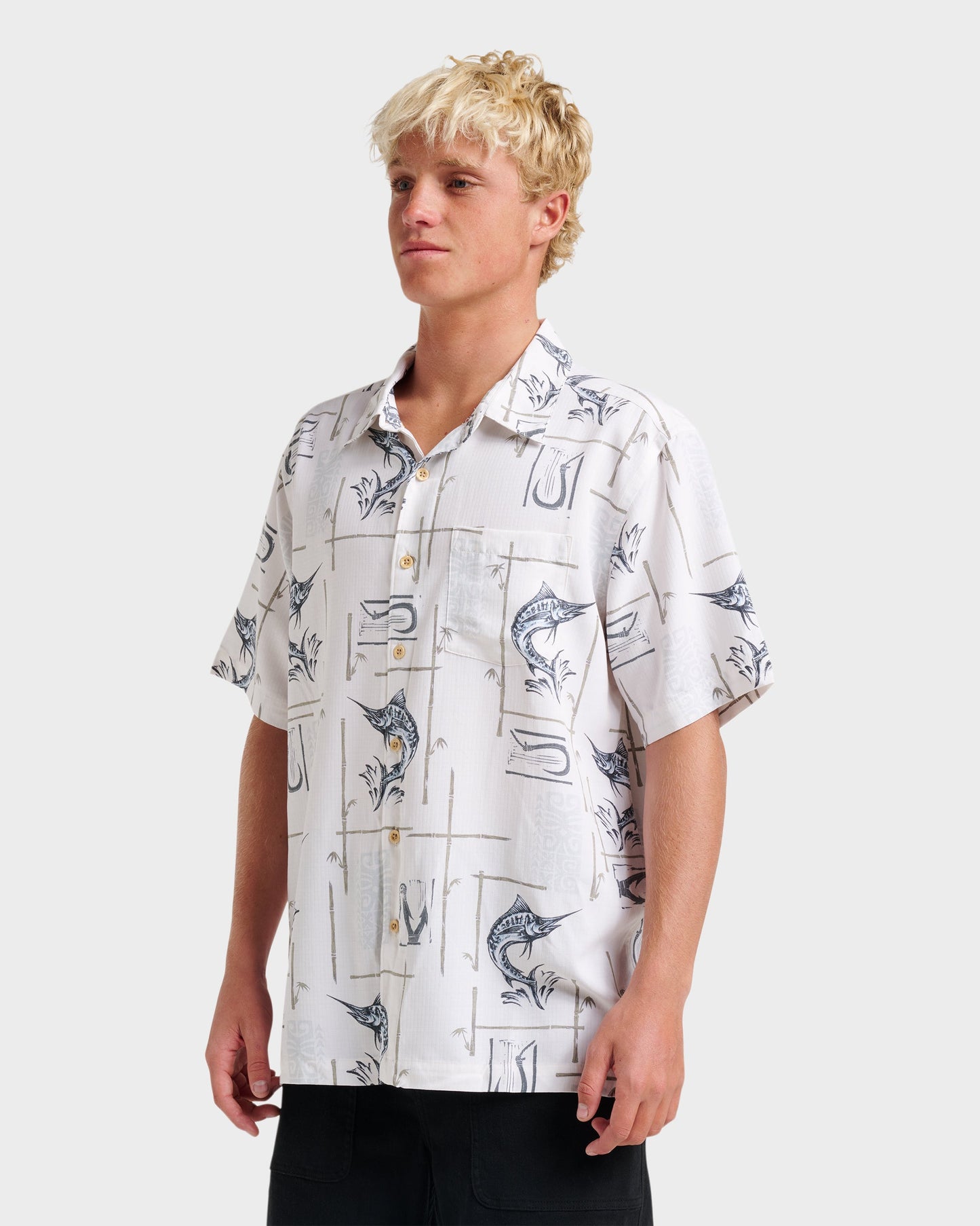 Waterman Big Day Short Sleeve Shirt - White Quick Silver White