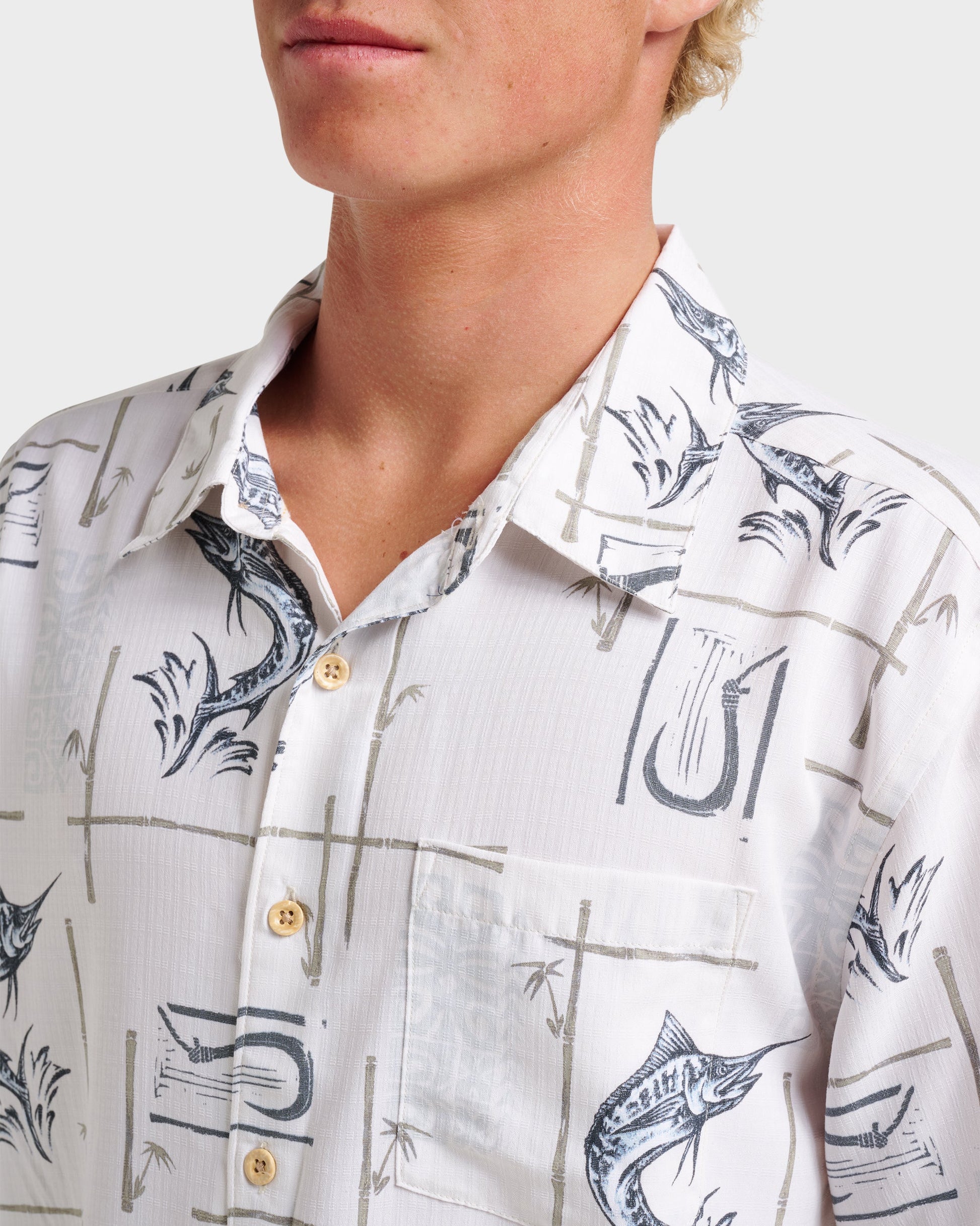 Waterman Big Day Short Sleeve Shirt - White Quick Silver White