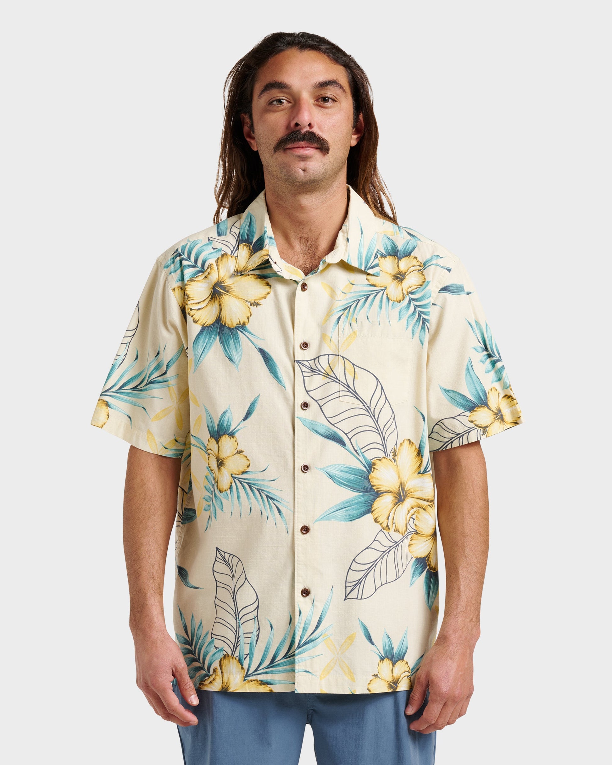 Waterman Playita Floral Shirt - Hay Quick Silver Hay