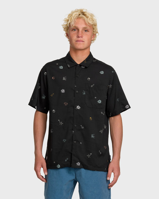 Beach Club Classic Short Sleeve Shirt - Black Quick Silver Black