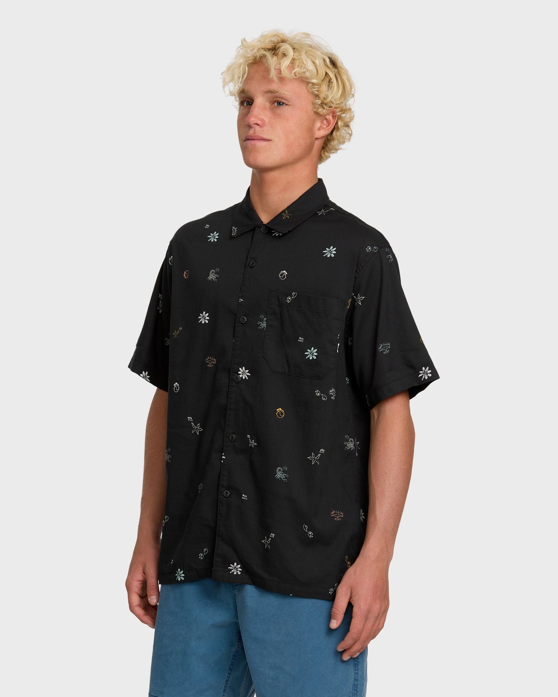 Beach Club Classic Short Sleeve Shirt - Black Quick Silver Black
