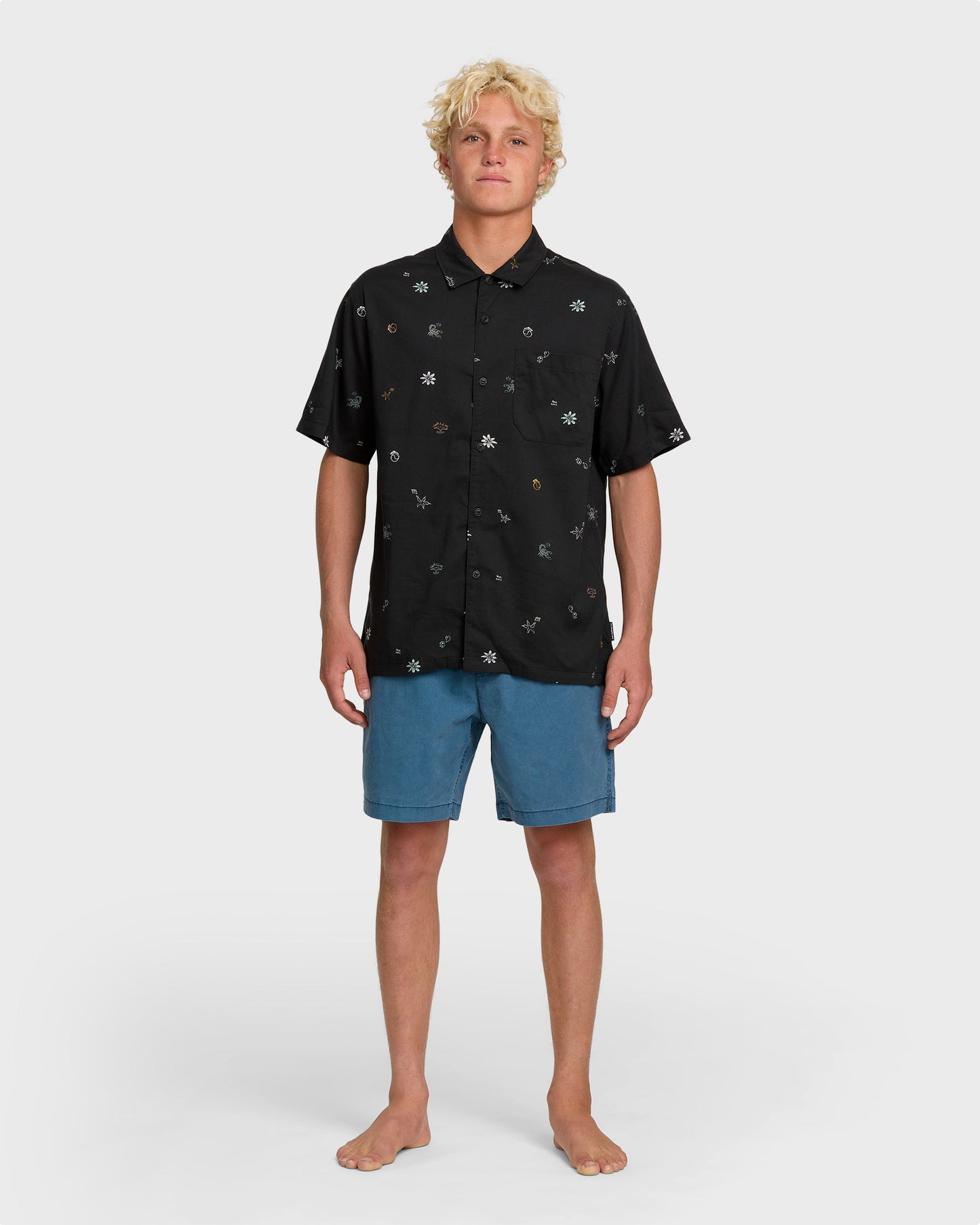 Beach Club Classic Short Sleeve Shirt - Black Quick Silver Black