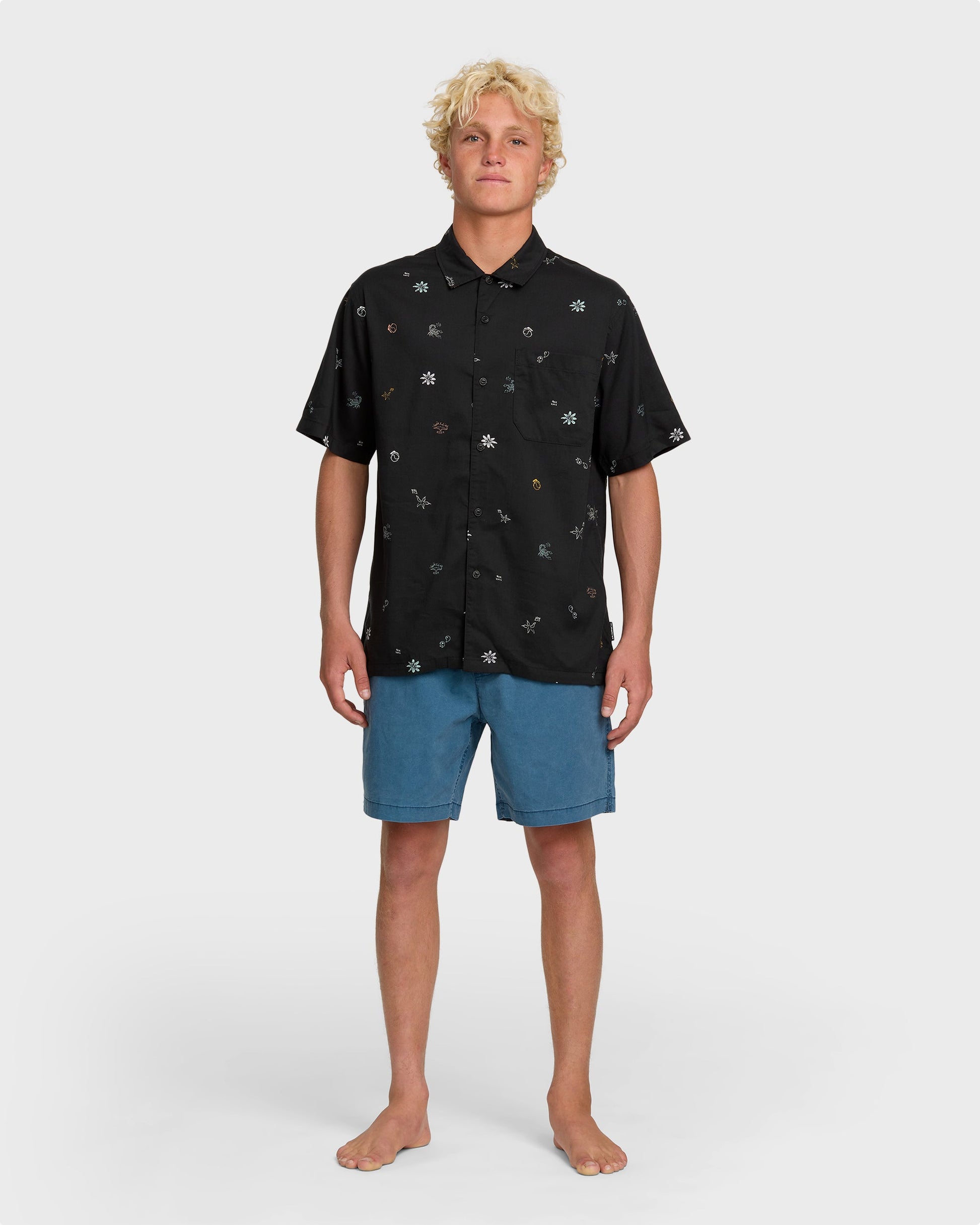 Beach Club Classic Short Sleeve Shirt - Black Quick Silver Black