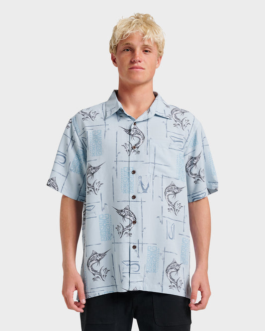 Waterman Big Day Short Sleeve Shirt - Ashley Blue Quick Silver Ashley Blue