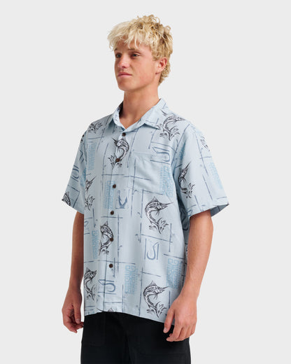 Waterman Big Day Short Sleeve Shirt - Ashley Blue Quick Silver Ashley Blue