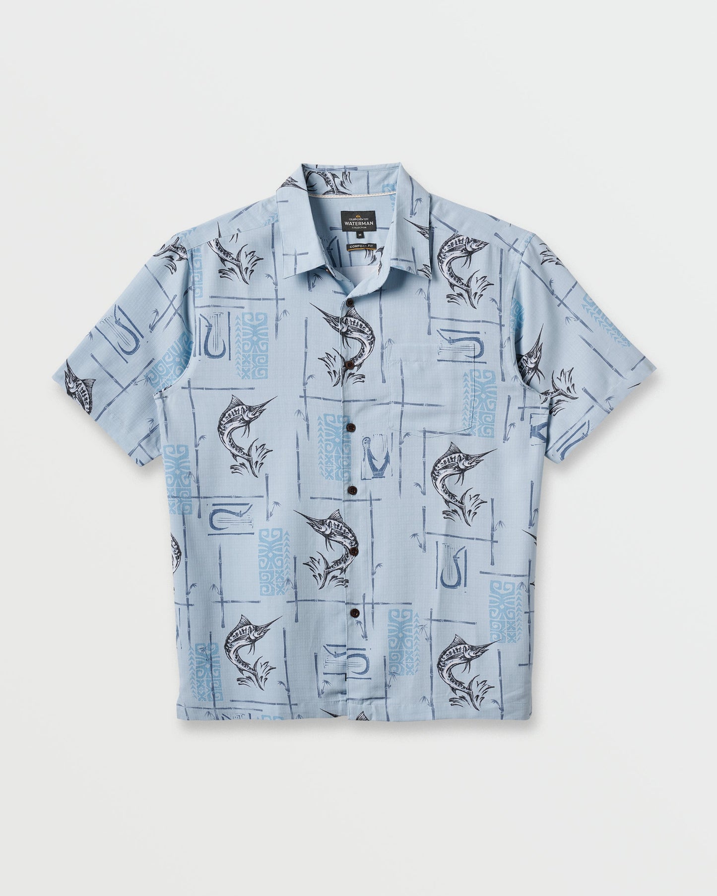 Waterman Big Day Short Sleeve Shirt - Ashley Blue Quick Silver Ashley Blue